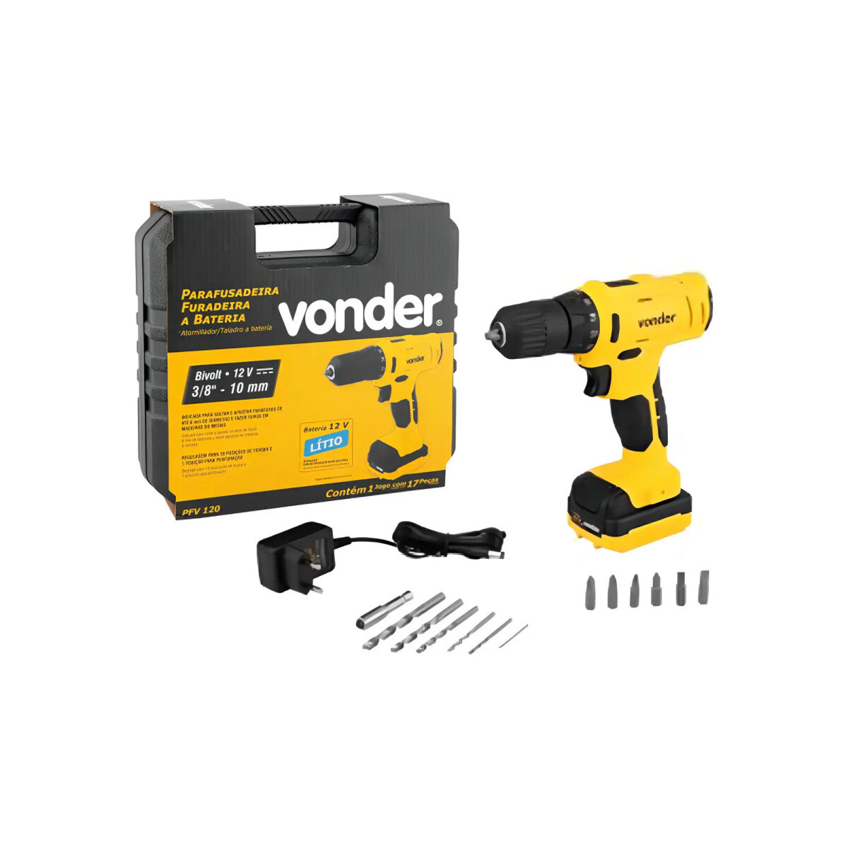 Parafusadeira Furadeira a Bateria Vonder 3/8" 12 V Pfv 120 6