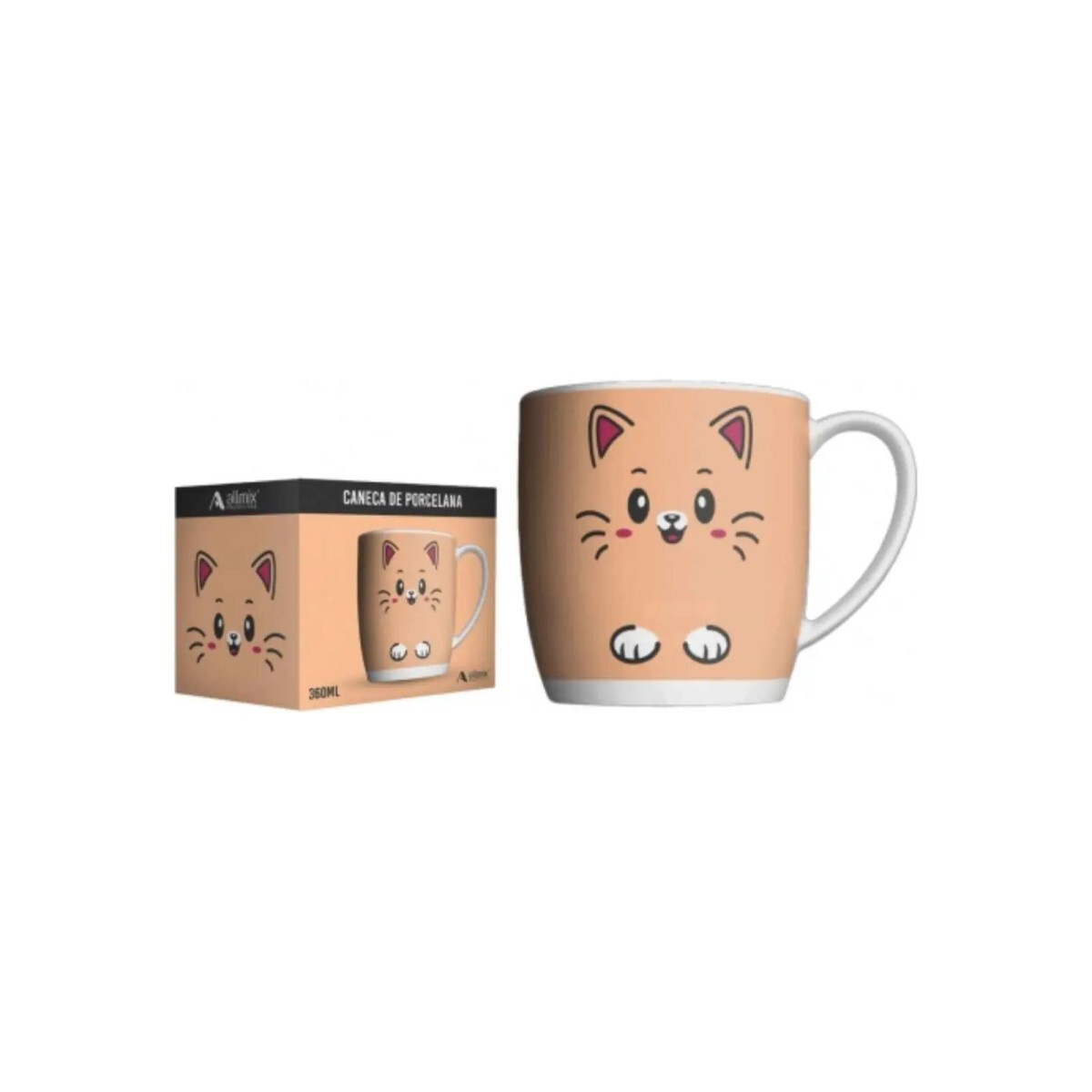 Caneca Pet em Porcelana 360ml Allmix - Xícara Tema Bichinhos