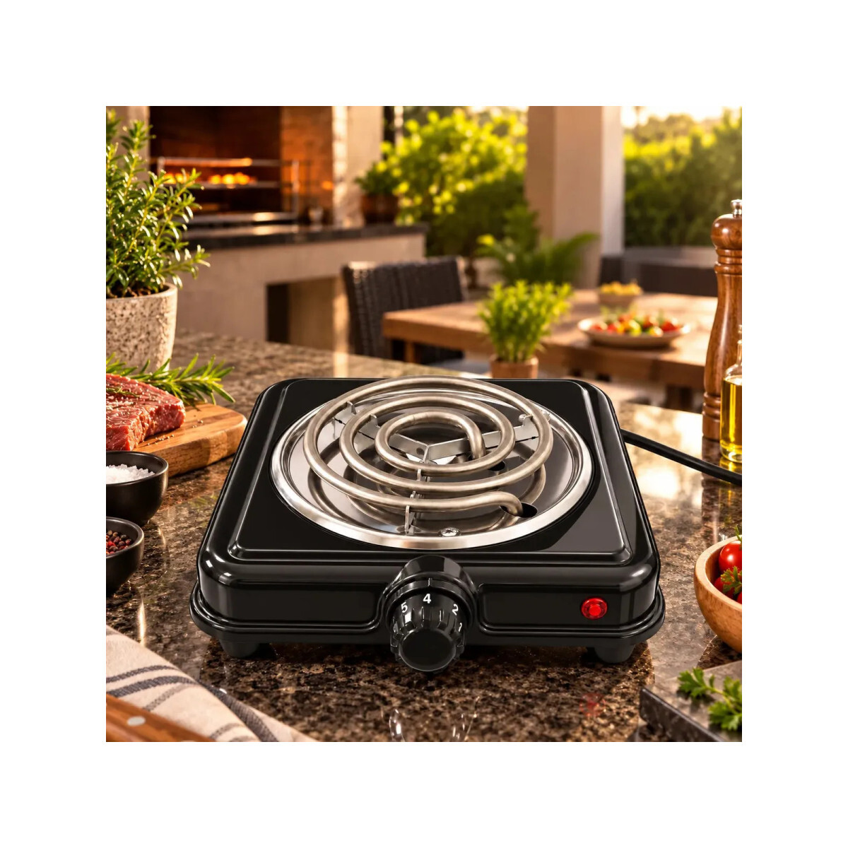 Fogareiro Cook Top Elétrico Portátil 1000w 1 Boca Camping