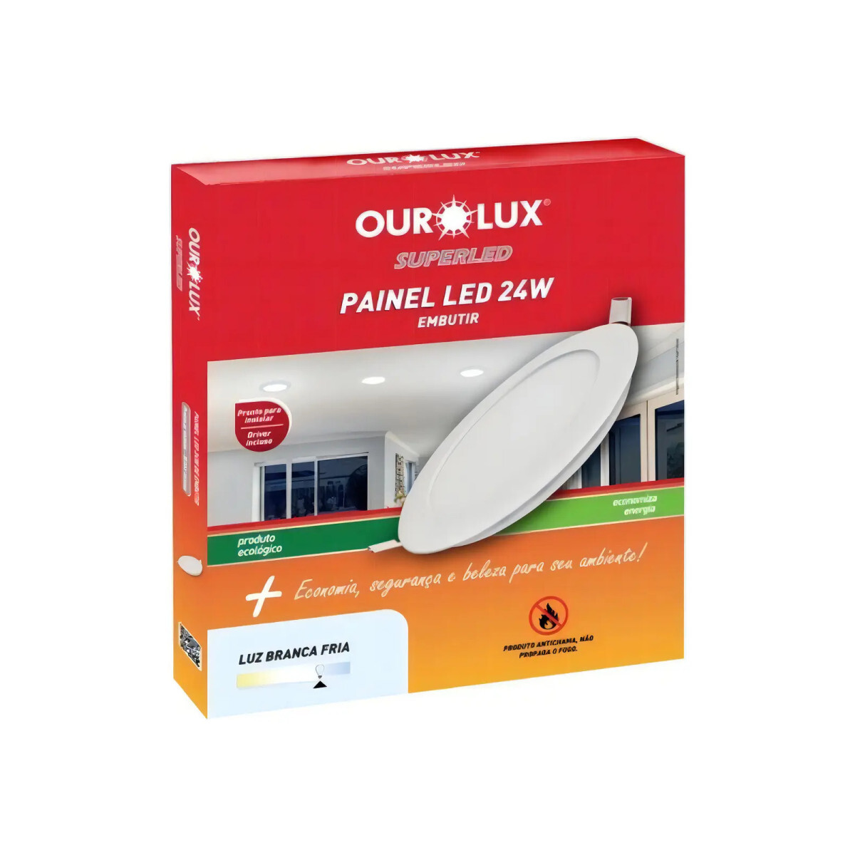Luminária Ourolux Embutir 24w Branco-frio Redondo 290mm