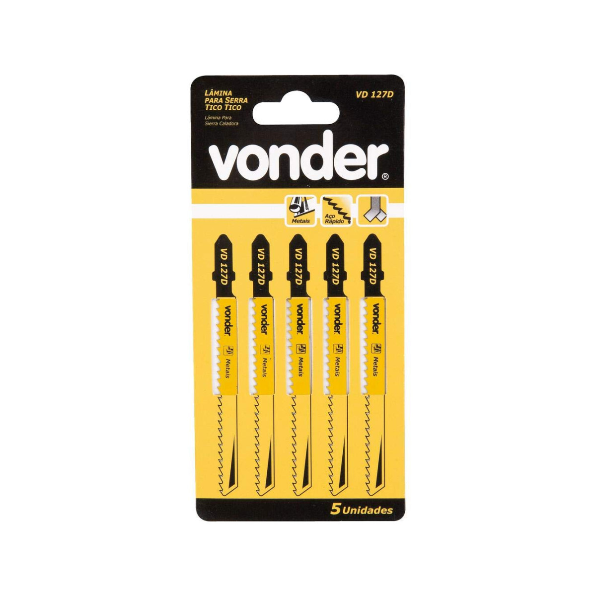 Kit 5 Lâminas Vonder Tico-tico Metal Ferro Aço Alumínio 8dpi