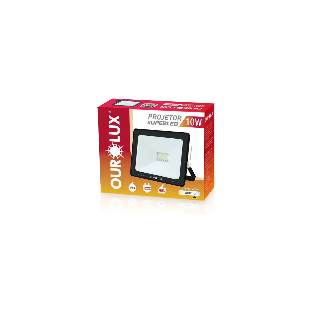 Refletor Projetor Led 300w Ourolux Luz Branca 6500k Bivolt
