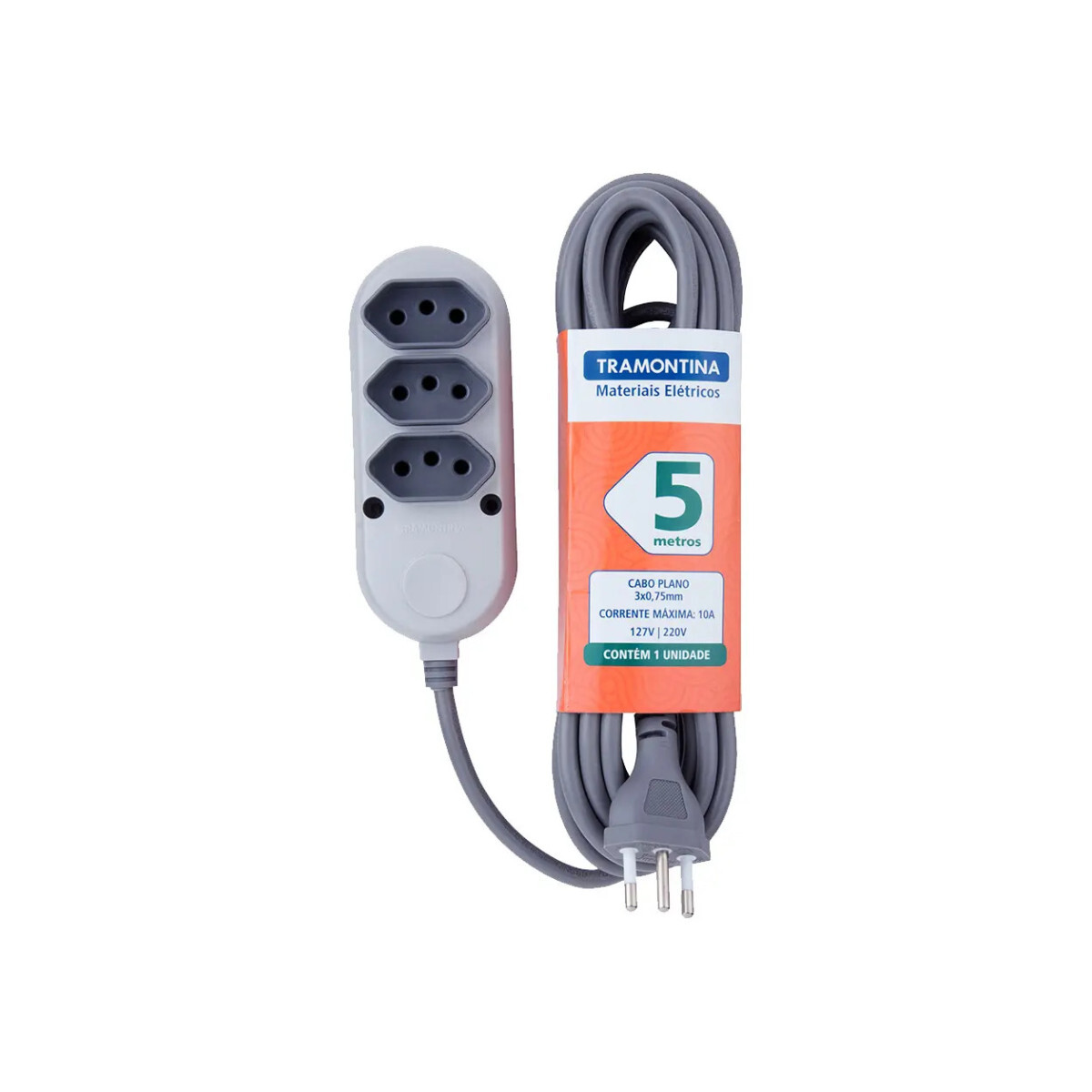 Extensao Multipla 3 Tomadas 2p+t 10a 250v Tramontina 5m Cor