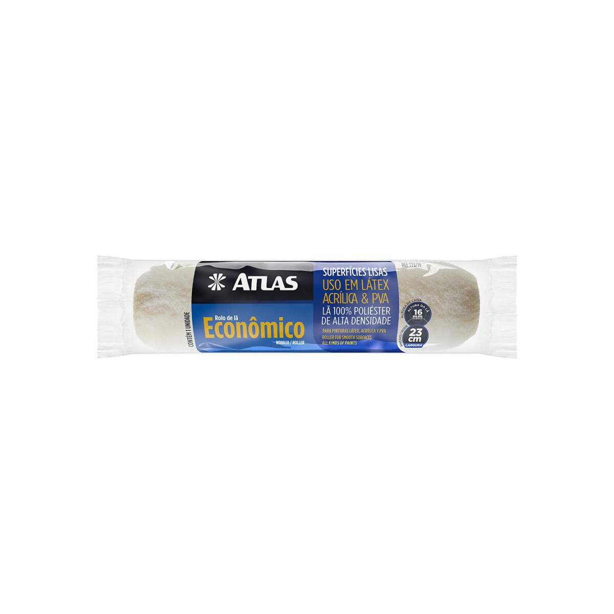 Kit Rolo de Lã Anti-respingo Economico 23cm + Garfo Atlas