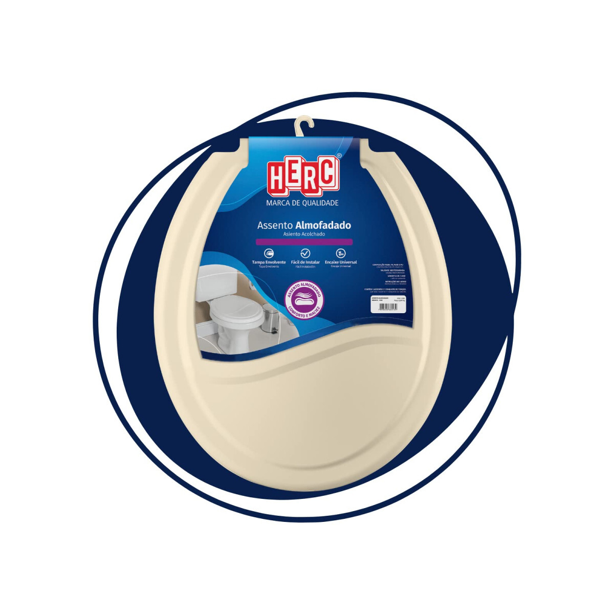 Assento Sanitário Almofadado Herc Oval Bege Universal