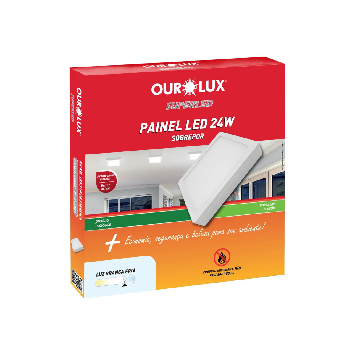 Luminária Plafon Led Sobrepor 24w 6500k Quadrada Ourolux Est