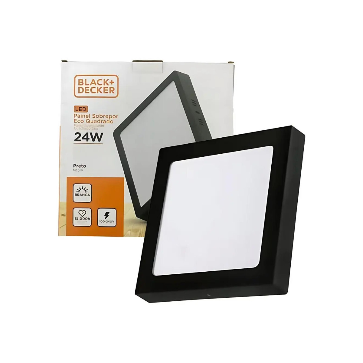 Painel Led Slim Eco Emb 24w 3000k 275x275 Preto Cristallux
