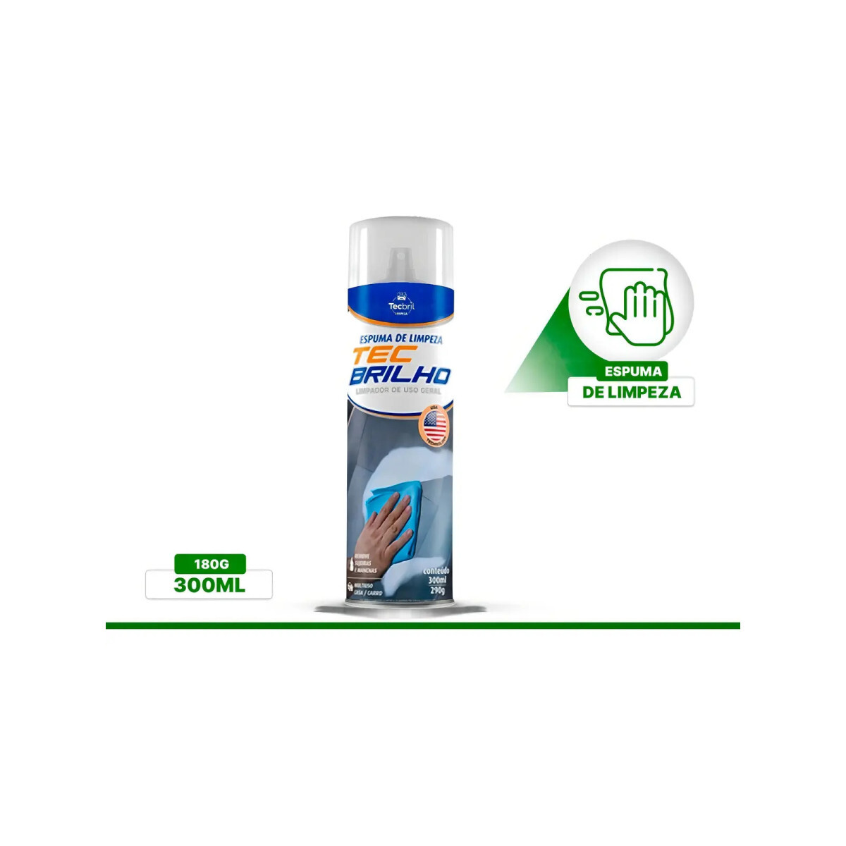 Espuma Limpadora Spray Tecbril Multiuso Ação Profunda