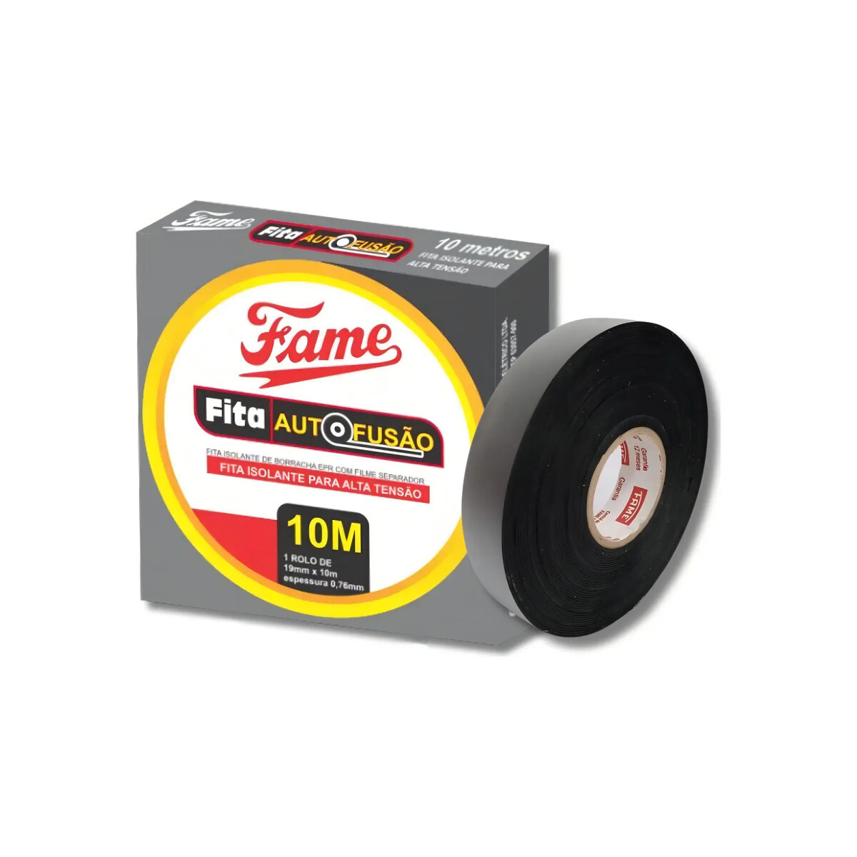 Fita Isolante Fame 19mm Alta Tensão Preto 90°c Auto-fusão El