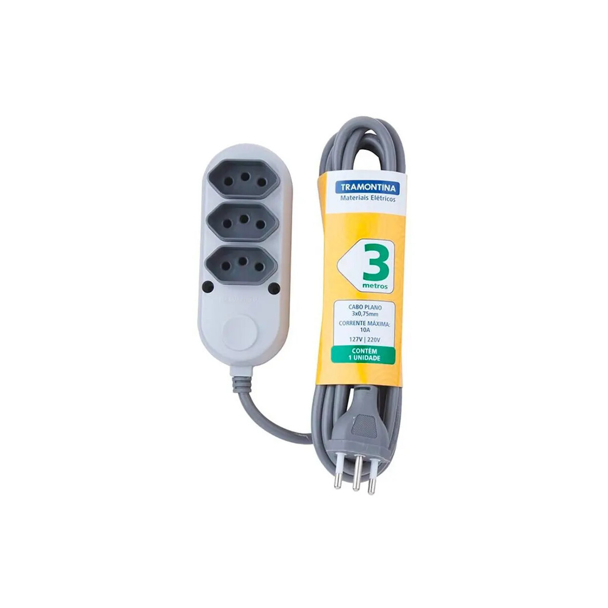 Extensão 3 Tomadas 3m Tramontina 57504/020 Cor Cinza 250v