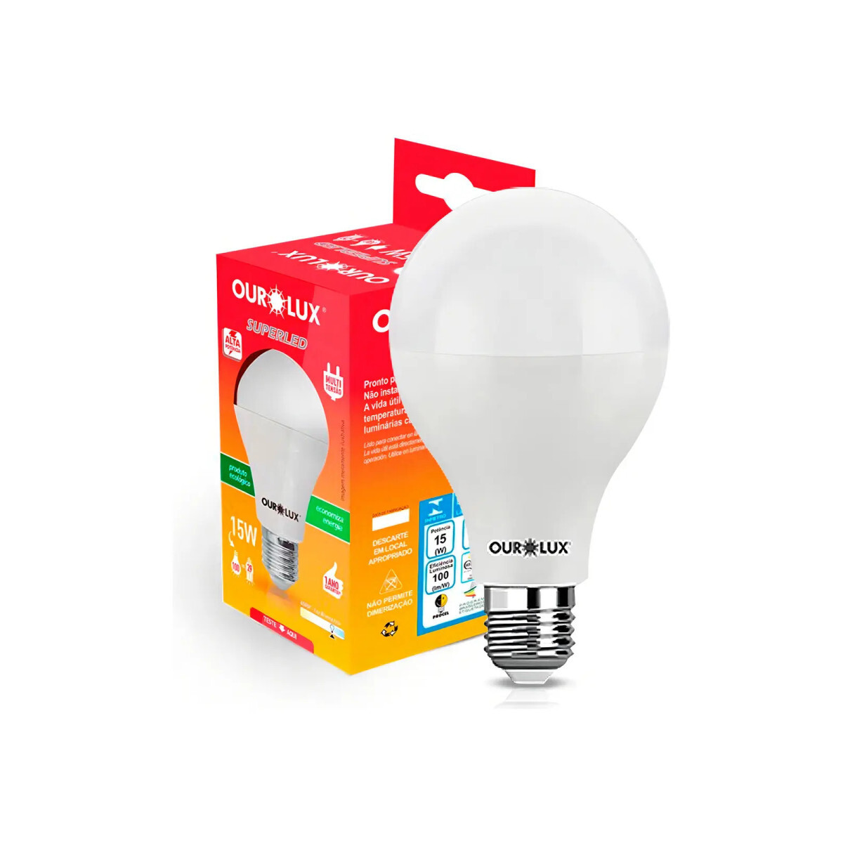 Lâmpada Bulbo 15w Ourolux 6500k Branco-frio