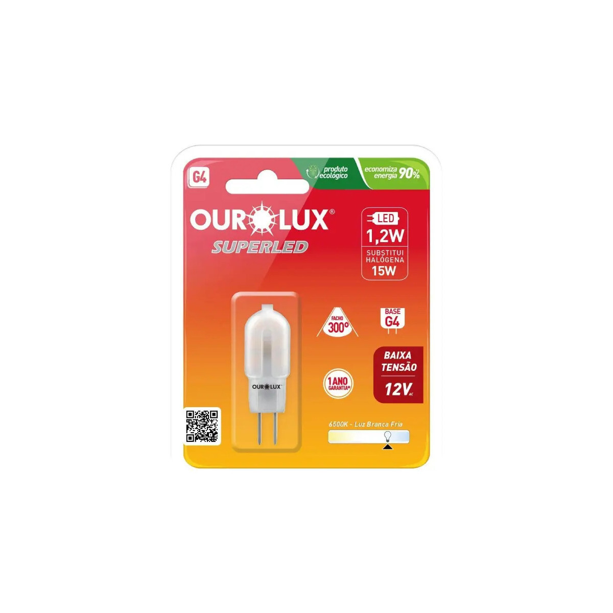 Lâmpada Bipino Led Halopin Ourolux 1.2w 12v G4 Frio Fosca
