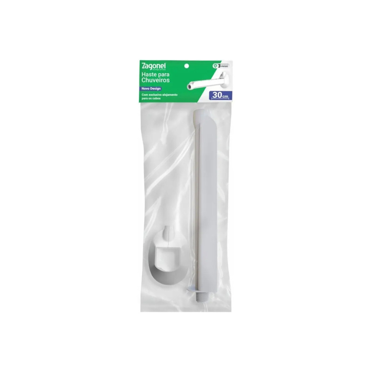 Braço Suporte Zagonel para Chuveiro 30cm Branco Instalação P