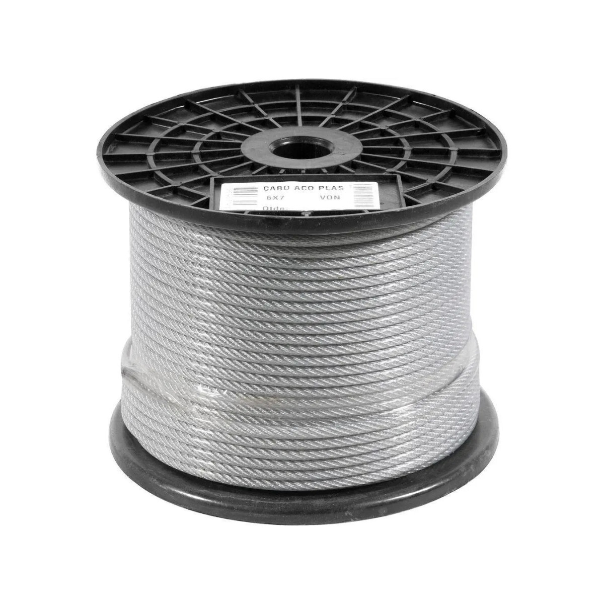 Cabo de Aço Plastificado Af 4,76mm 3/16 6x7 C/ 100m Vonder