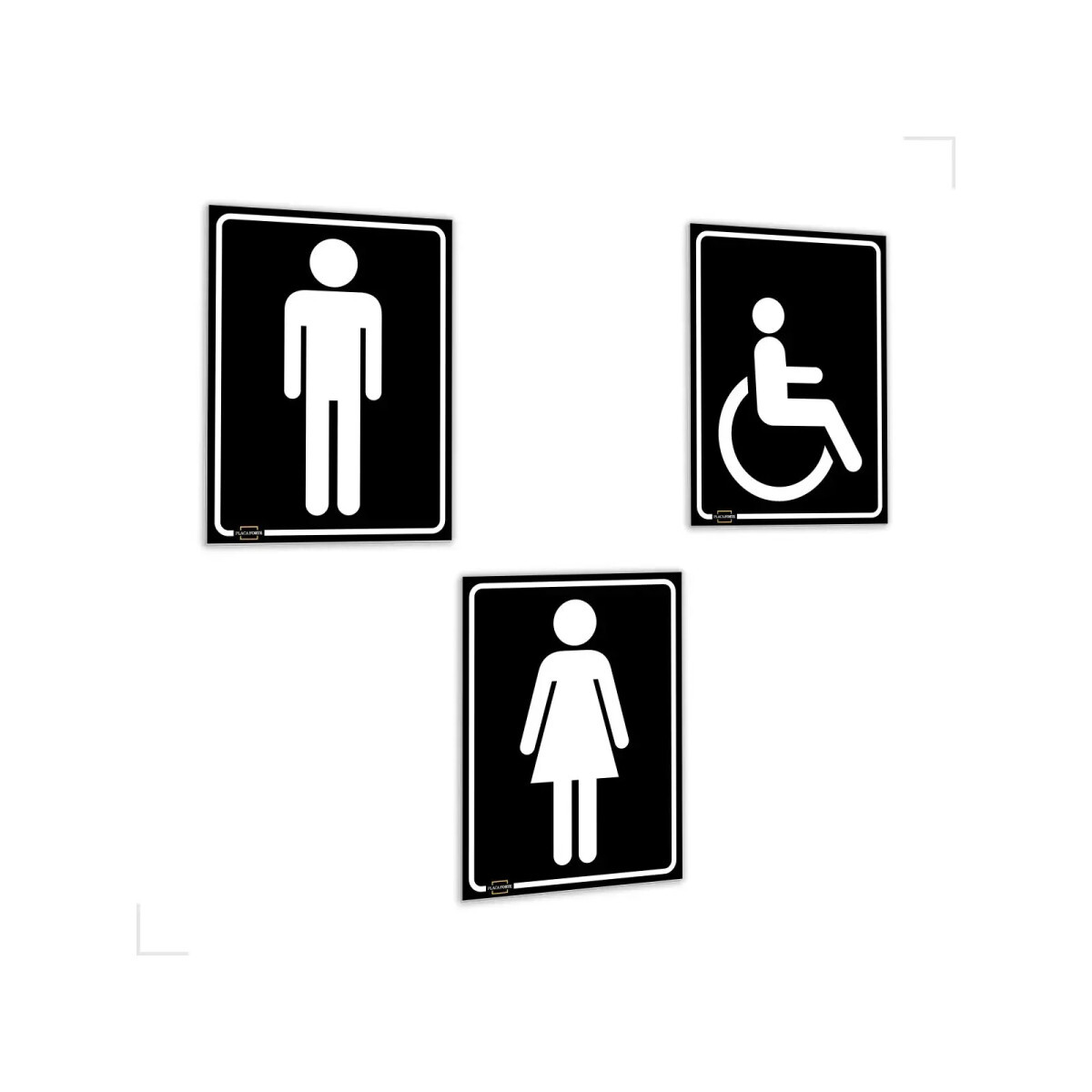 Placa Sinalização Banheiro Feminino Preta 78x110cm - Construsinal