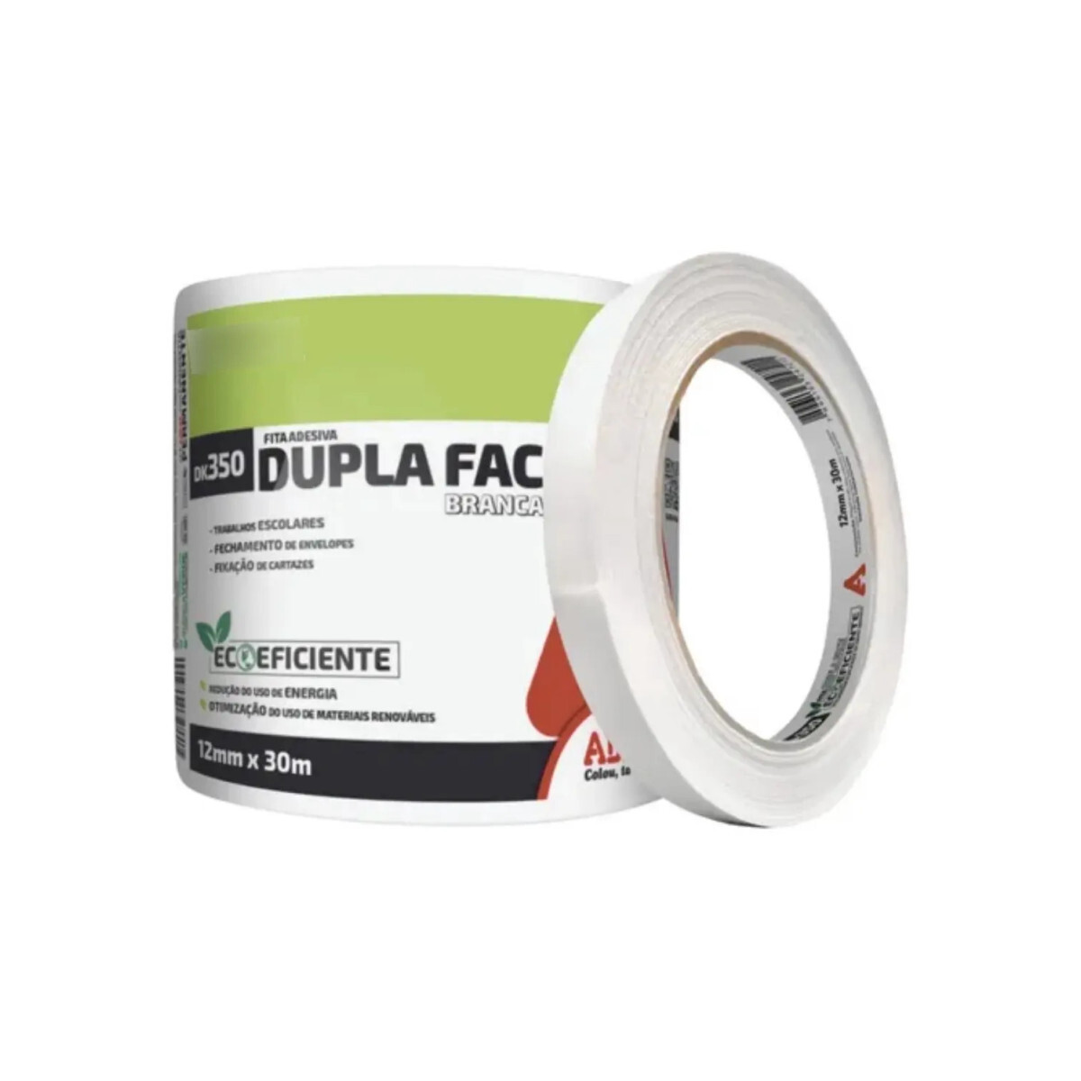 Fita Adesiva Dupla Face Fina Papel Branca 12mm X 30m Adere C