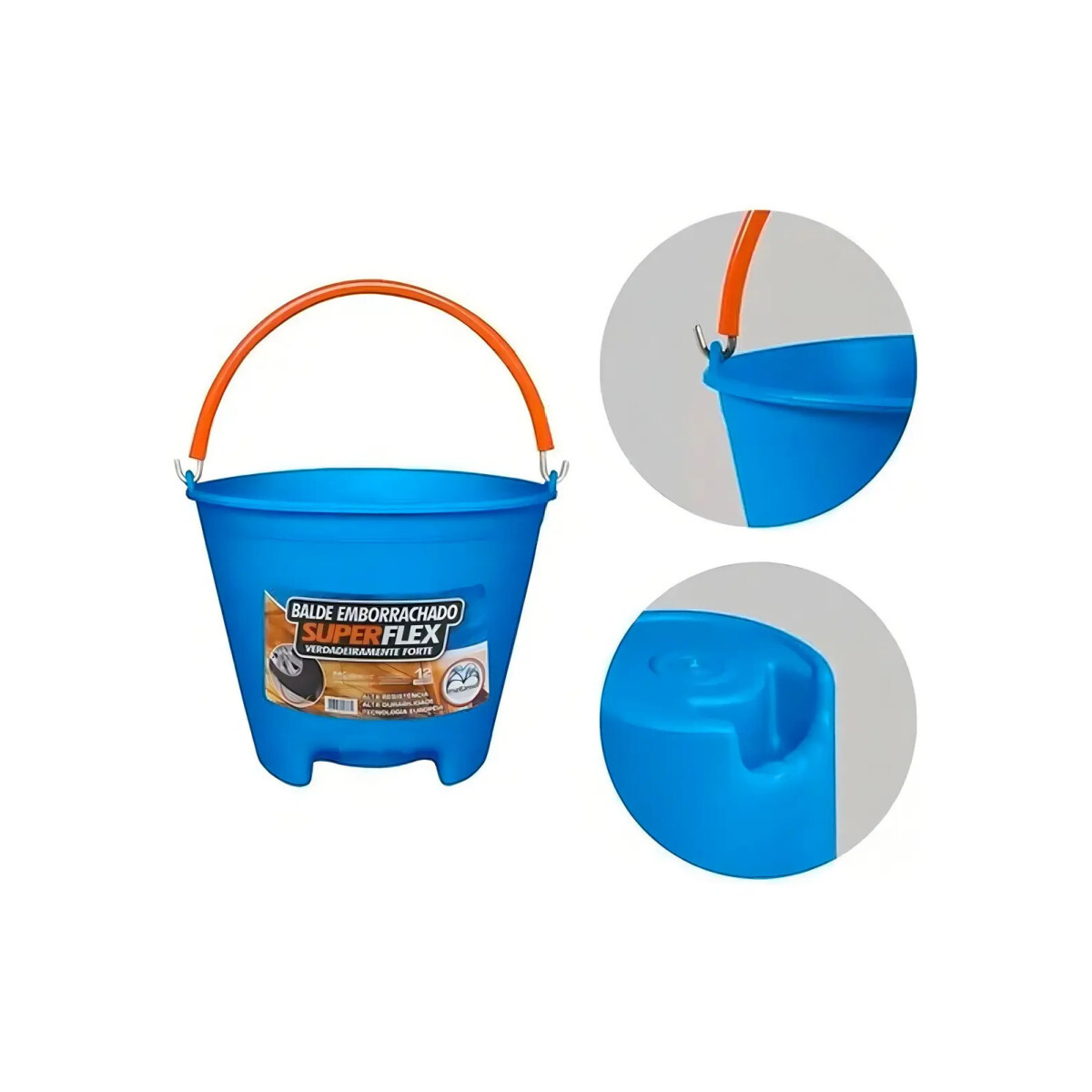 Balde Superflex Emborrachado 12l Azul Resistente Metasul