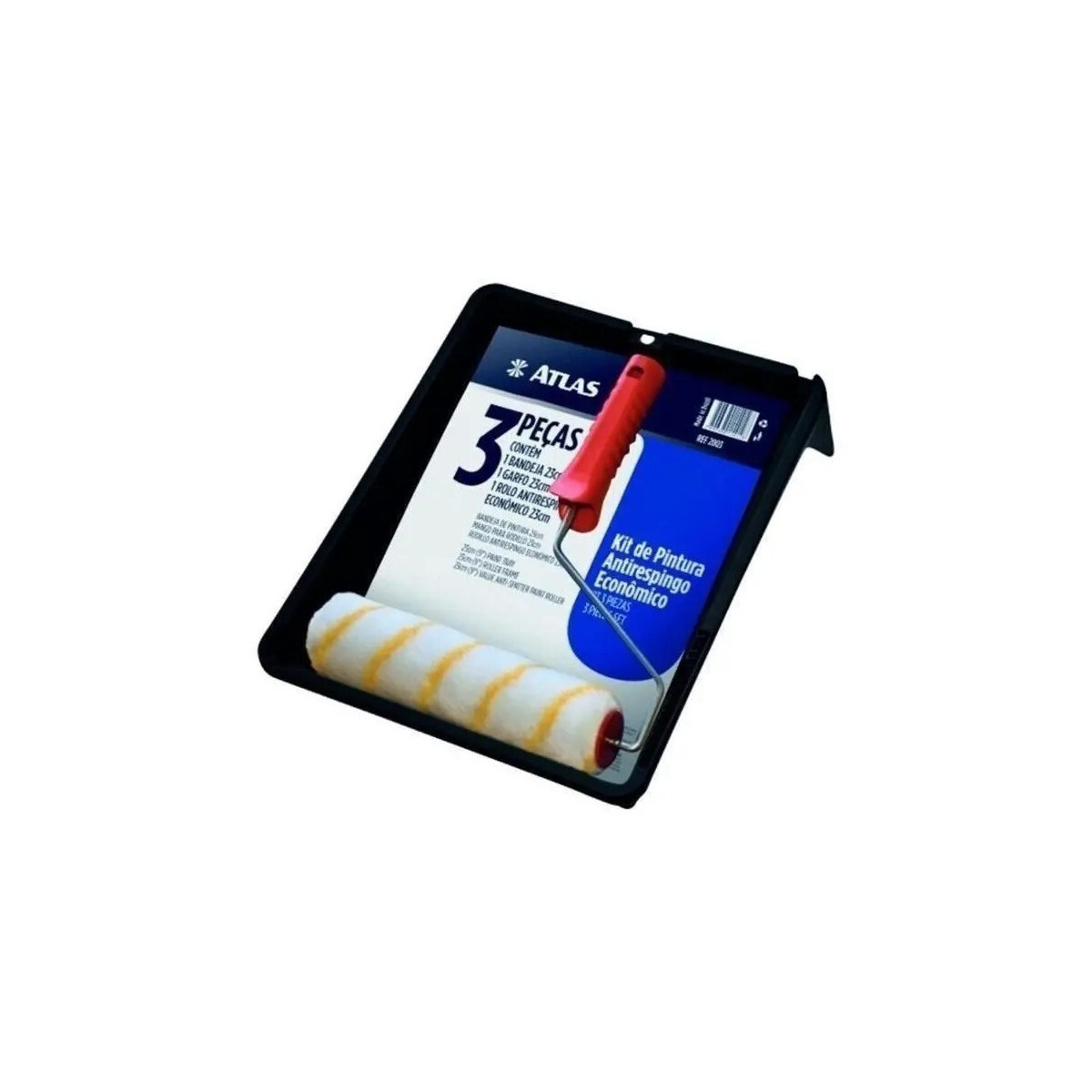Kit Pintura 3 Peças Completo Anti Respingo Rolo Garfo Atlas