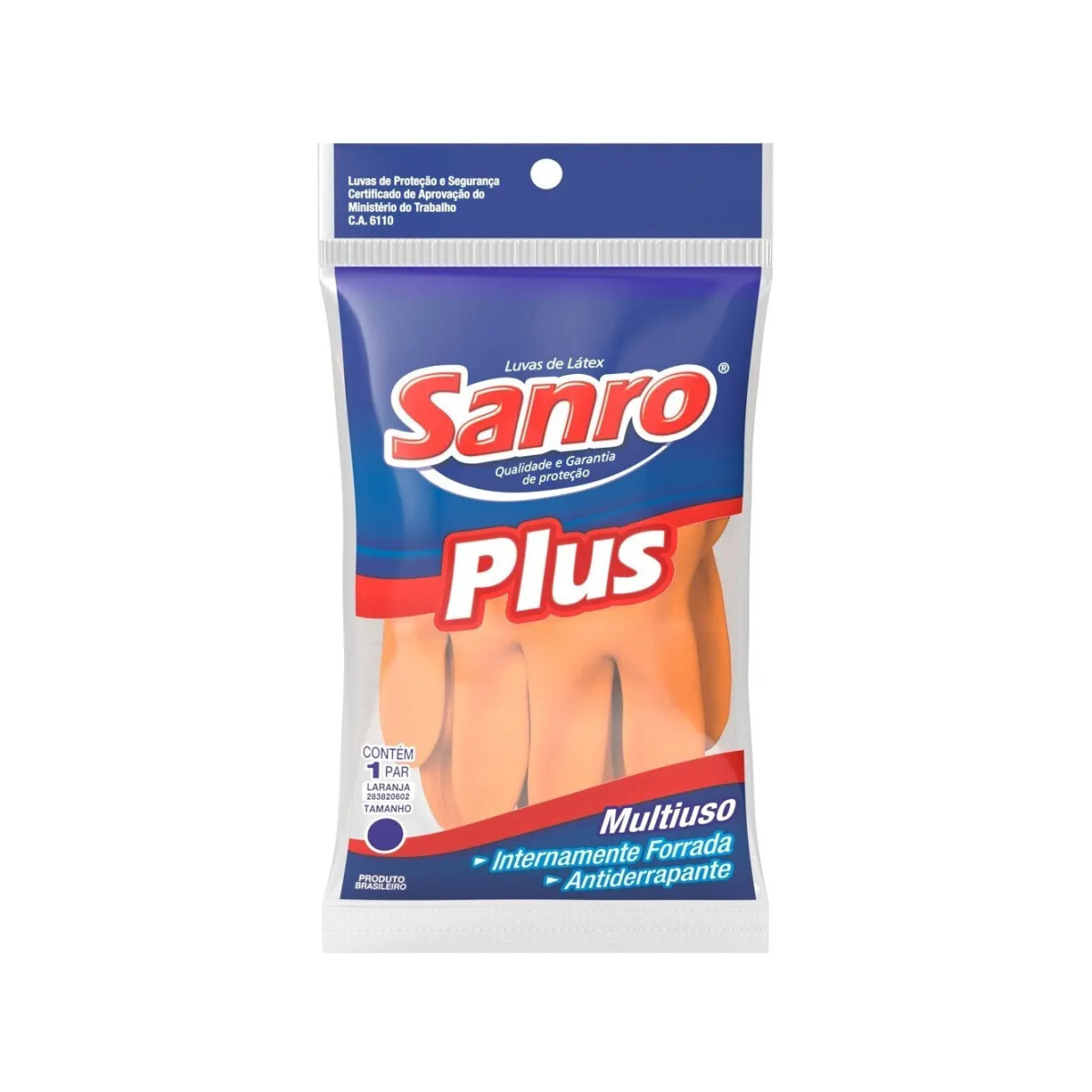 Luva Latex Forrada Sanro Plus Laranja Multiuso ,tamanho (g)