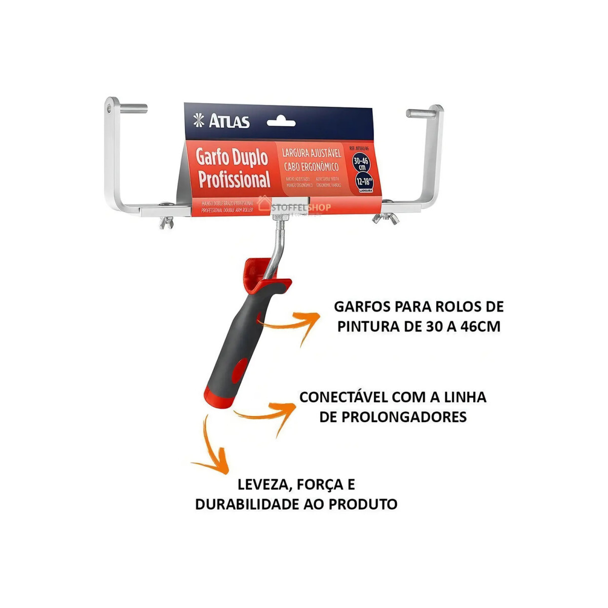 Garfo Duplo Ajustavel 30 a 46cm P/rolo Rende Plus e Antigota