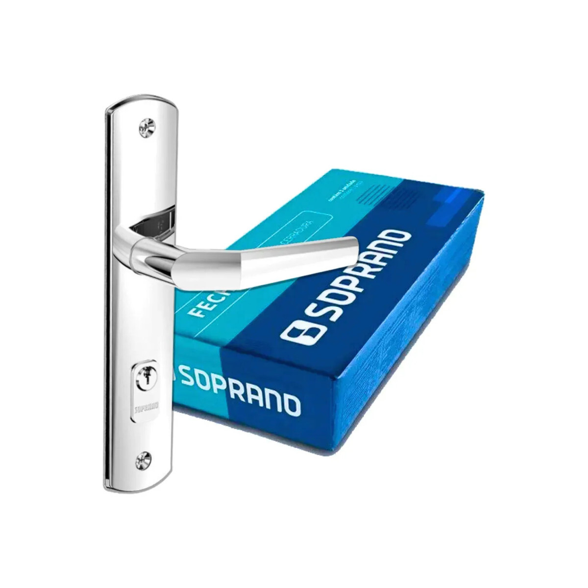 Fechadura Externa Cromada Popline Reta 40x53 Soprano Cor Pra