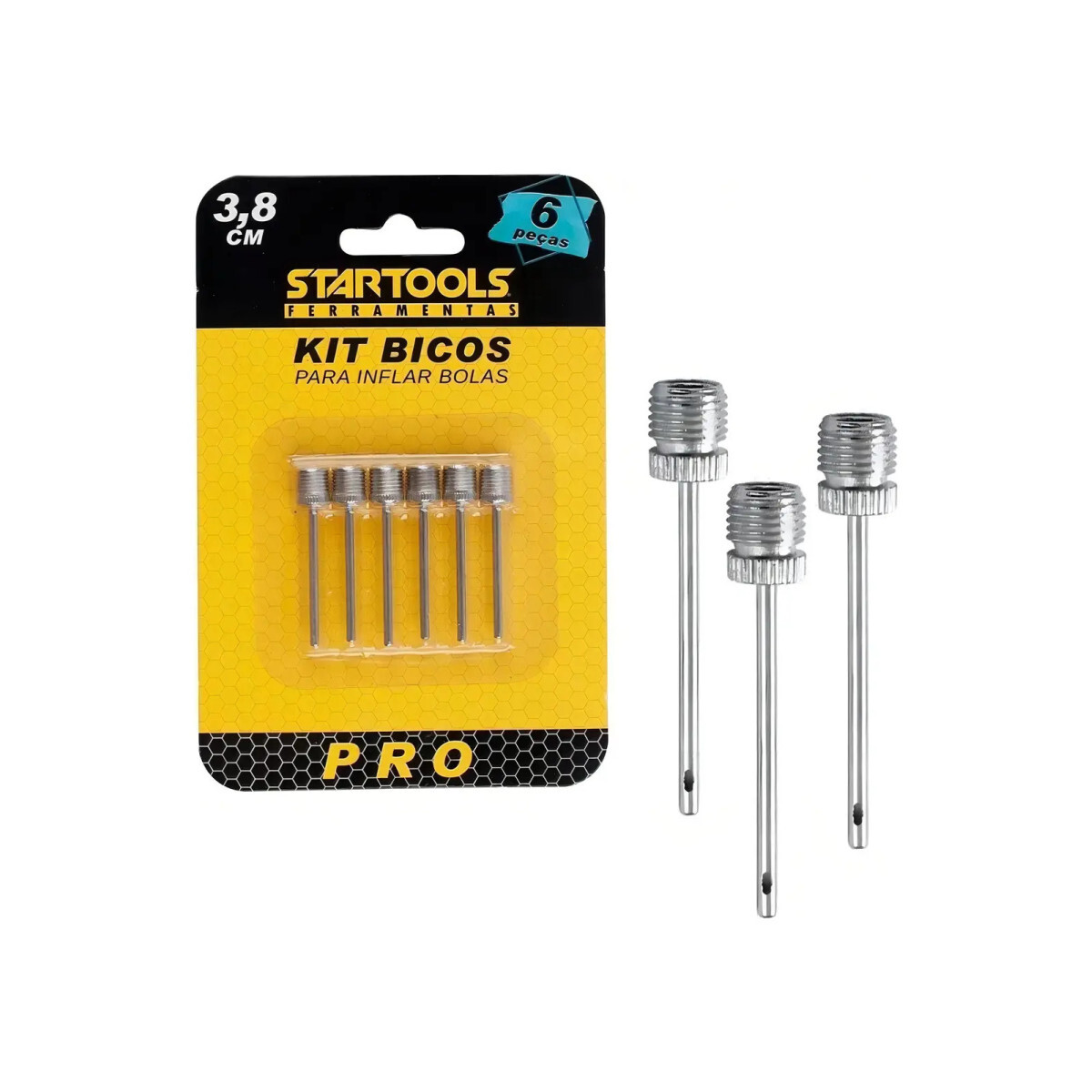 Bomba de Ar Manual Startools Inox para Inflar Bola de Futebo