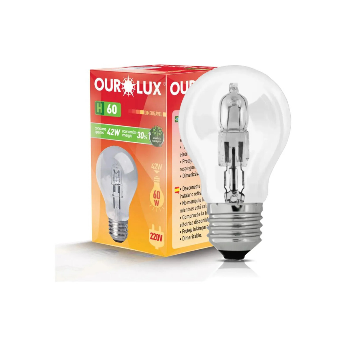 Lampada Halogena Bulbo 42w - Ourolux 02133 Cor da Luz Branco