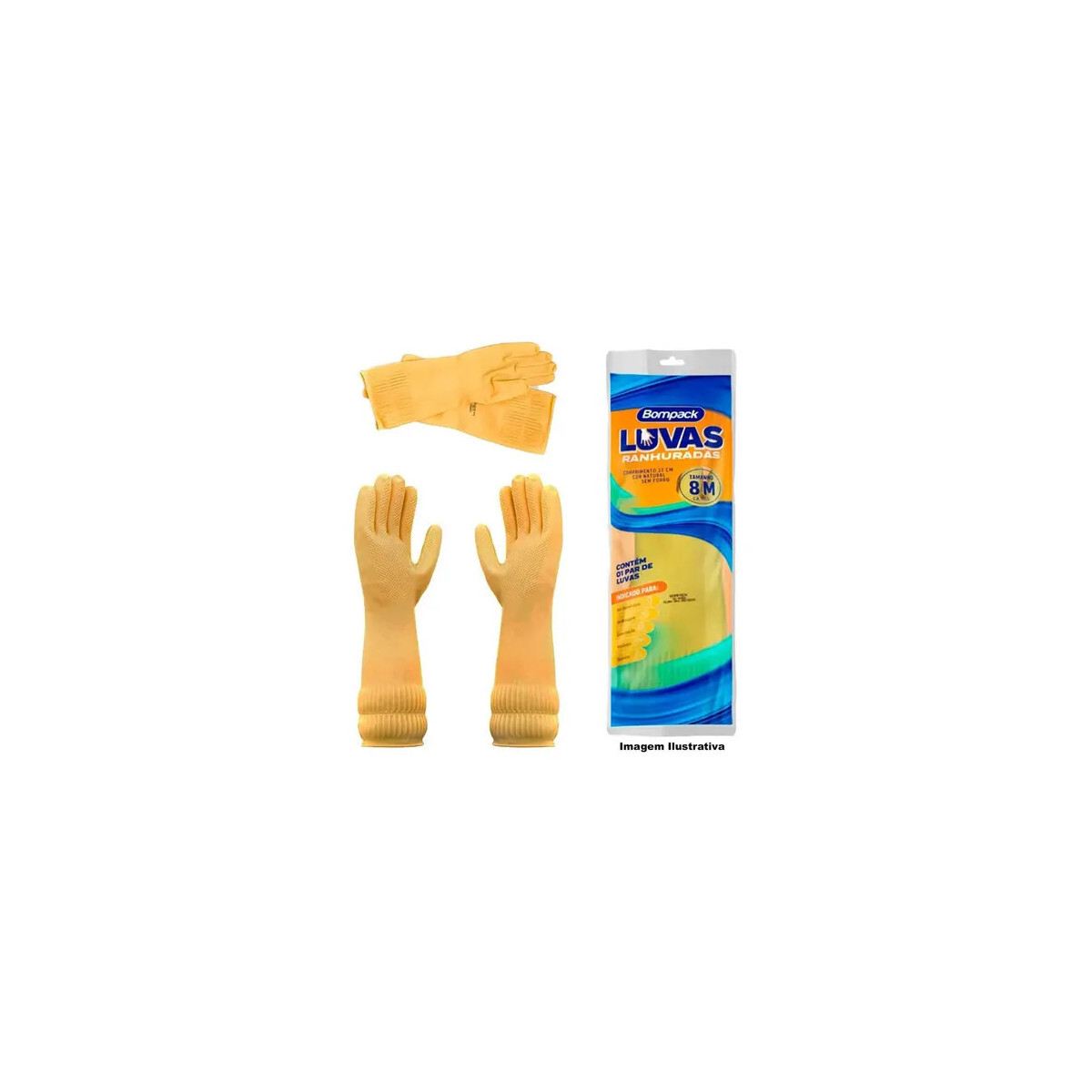 Luva de Látex Ranhurada Bompack Tamanho G - Proteção Superior
