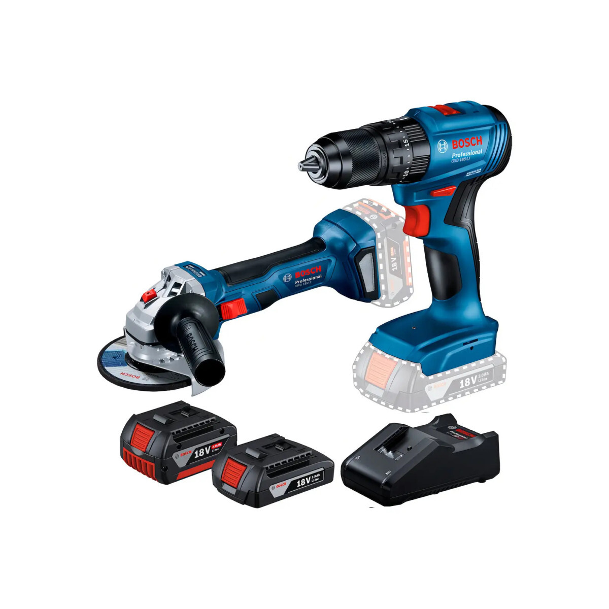 Combo Bosch 18v: Furadeira de Impacto Gsb185 + Esmerilhadeira Gws180