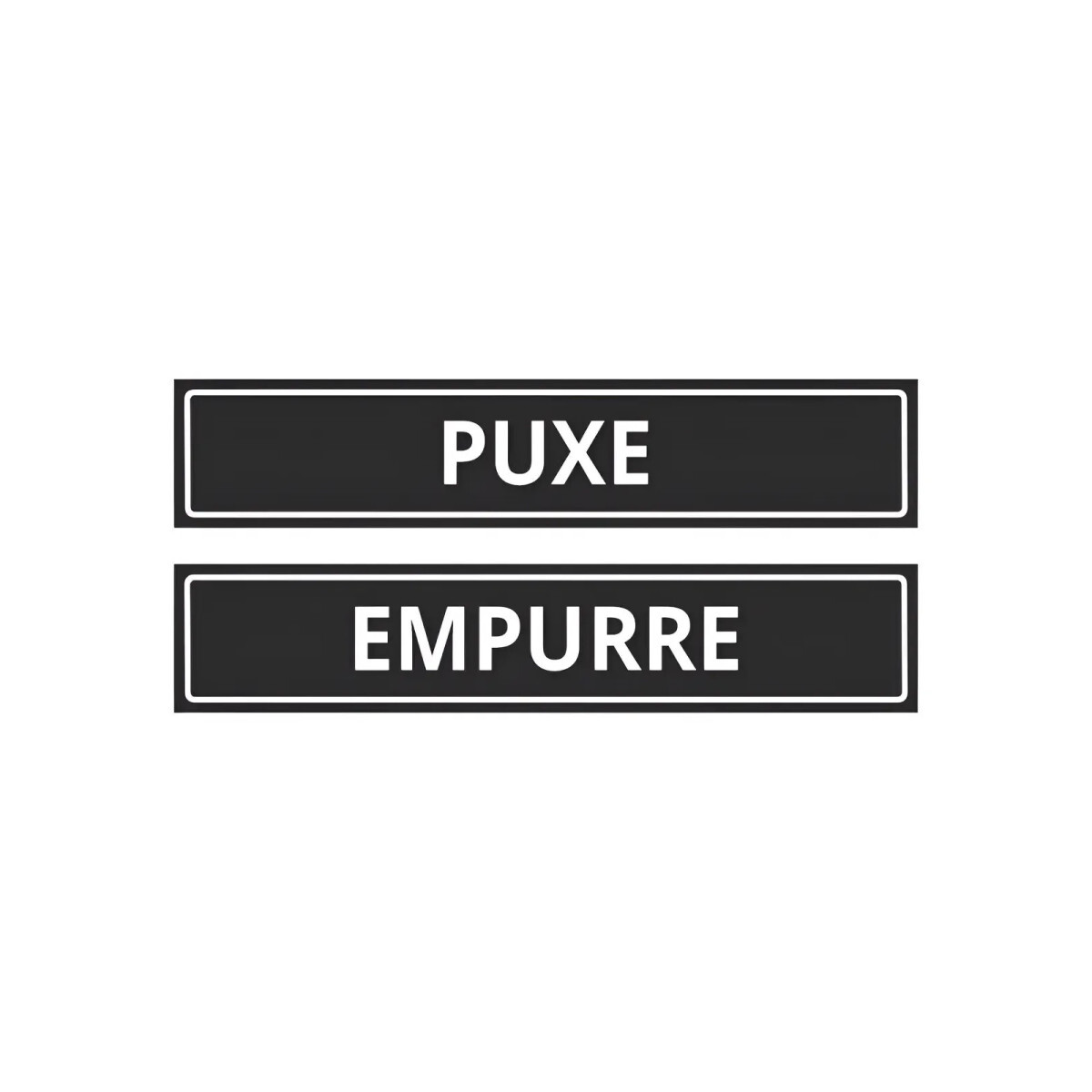 Placa Sinalização Puxe Empurre Espelhada Preta 110x416mm