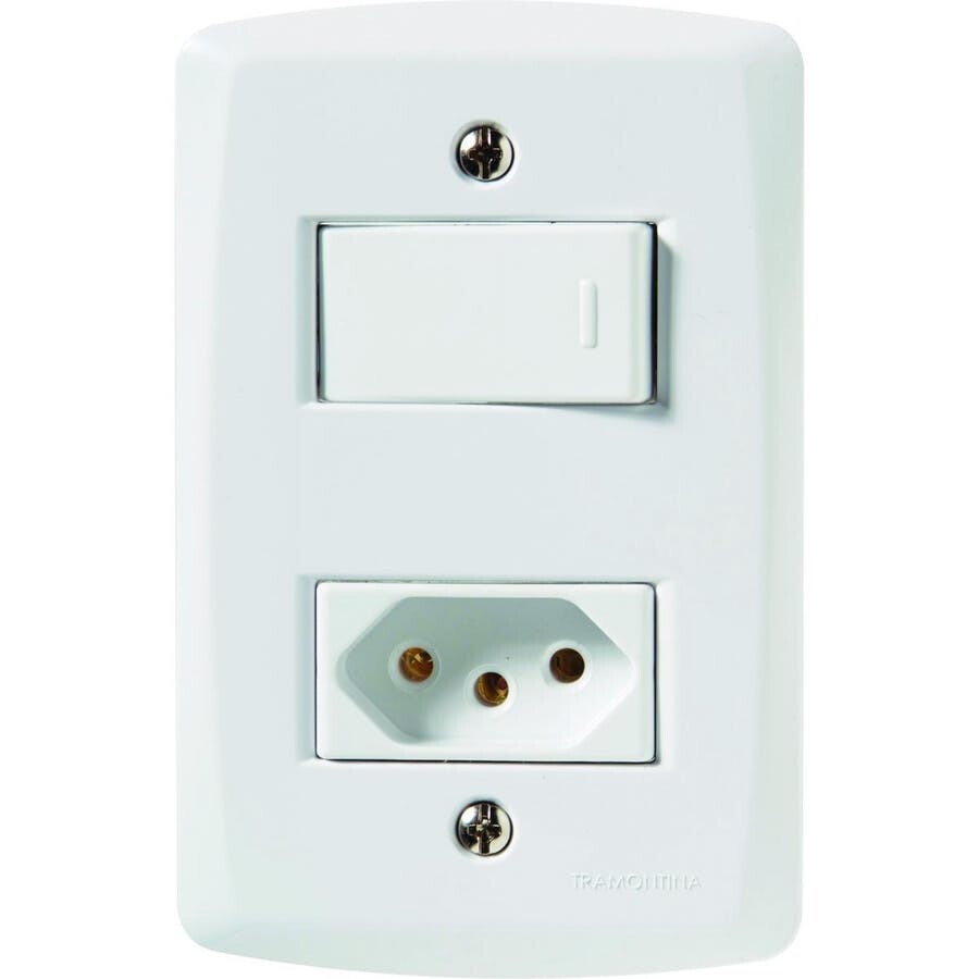 Conjunto 4" X 2" de 1 Interruptor Simples + 1 Tomada 2p+t 10a 250v - Tramontina