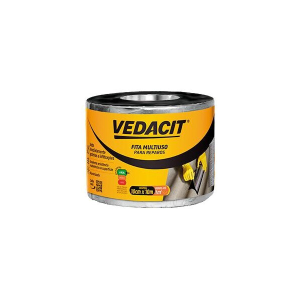Fita Asfáltica Autoadesiva Aluminizada 10cm X 10m - Vedacit (ref: 20296)