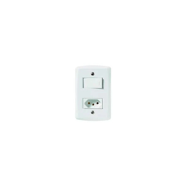Conjunto 4 X 2 com 1 Interruptor Simples 10a 250v e 1 Tomada 2p+t 20a 250v Lux2 Branco - Tramontina