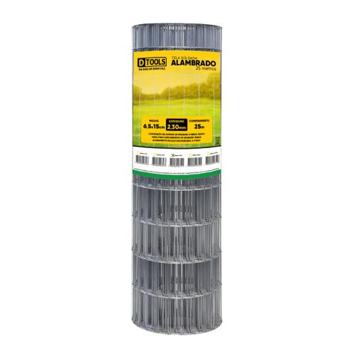 Tela Alambrado Galvanizada Fio 2,3mm - 25 X 1,50 Metros (malha 6,5 X 15cm) - Dtools