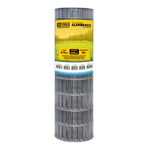 Tela Alambrado Galvanizada Fio 2,3mm - 25 X 2,00 Metros (malha 5 X 15cm) - Dtools