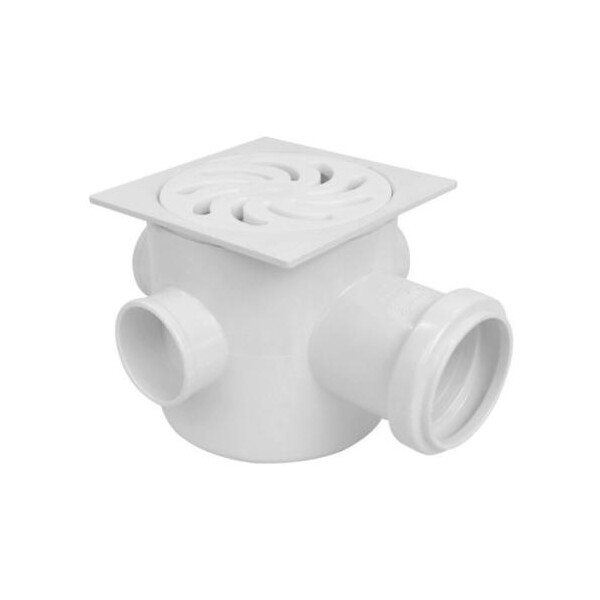 Caixa Sifonada Quadrada - 3 Entradas Nº63 - 100mm X 100mm X 50mm - Amanco