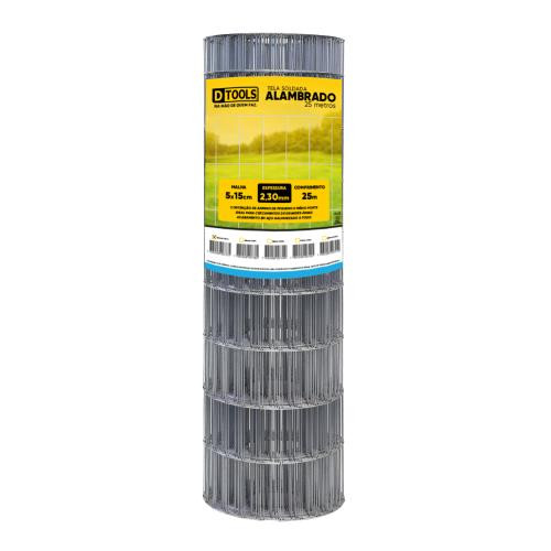 Tela Alambrado Galvanizada Fio 2,3mm - 25 X 1,00 Metros (malha 5 X 15cm) - Dtools