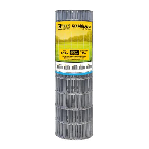 Tela Alambrado Galvanizada Fio 2,3mm - 25 X 1,80 Metros (malha 5 X 15cm) - Dtools