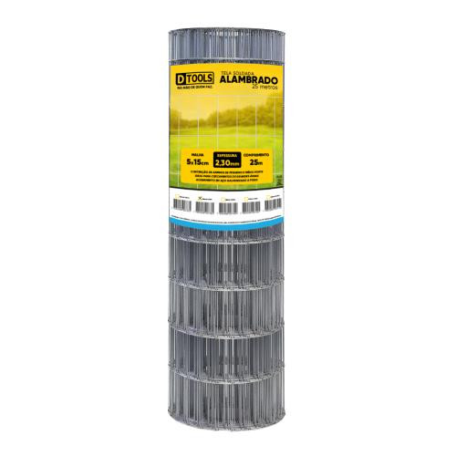 Tela Alambrado Galvanizada Fio 2,3mm - 25 X 1,20 Metros (malha 5 X 15cm) - Dtools
