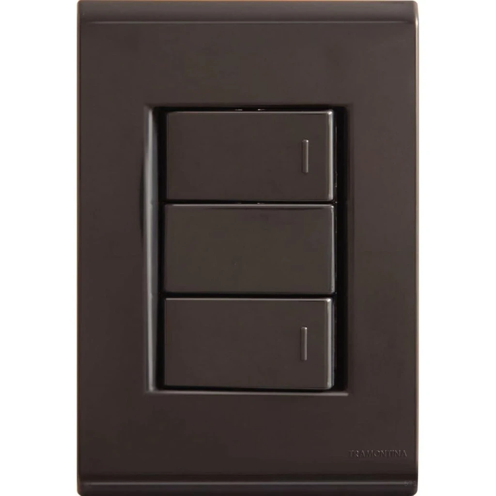 Conjunto 4x2 com 2 Interruptores Simples 10 a 250 V Tramontina Liz Grafite Tramontina