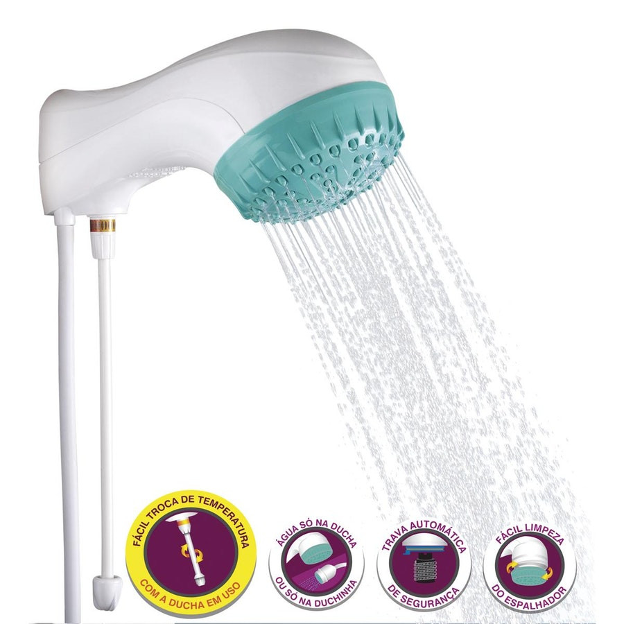 Ducha Eletrônica 6500w 220v Branca e Verde