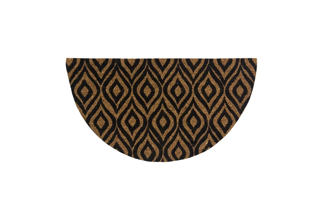 Capacho Fibra de Coco Meia Lua 60x33cm Geométrico Preto