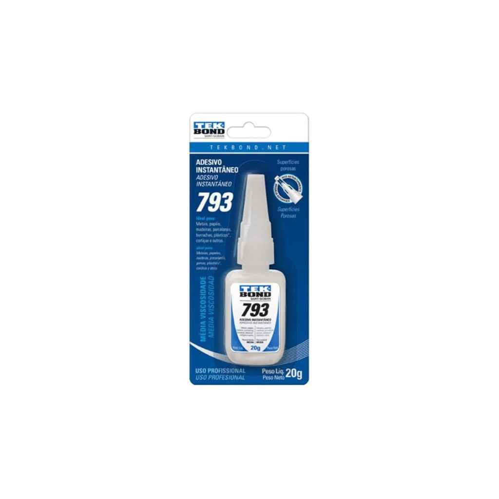 Adesivo Instantâneo 793 20g Bico Anti-entupimento - Cx C/10 Unidades