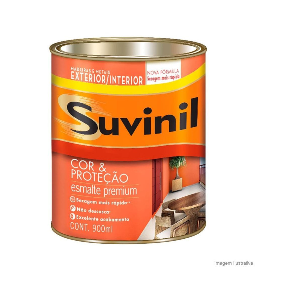 Tinta Esmalte Sintético Cor e Proteção Brilhante para Madeira e Metal Alumínio 900ml - Suvinil