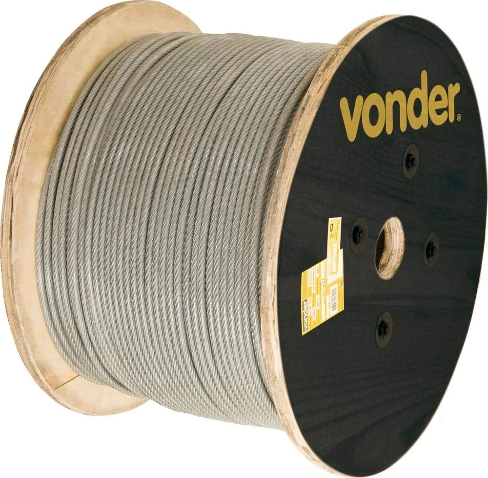 Cabo de Aço Plastificado 1/8 X 3/16 Vonder Rolo de 100m
