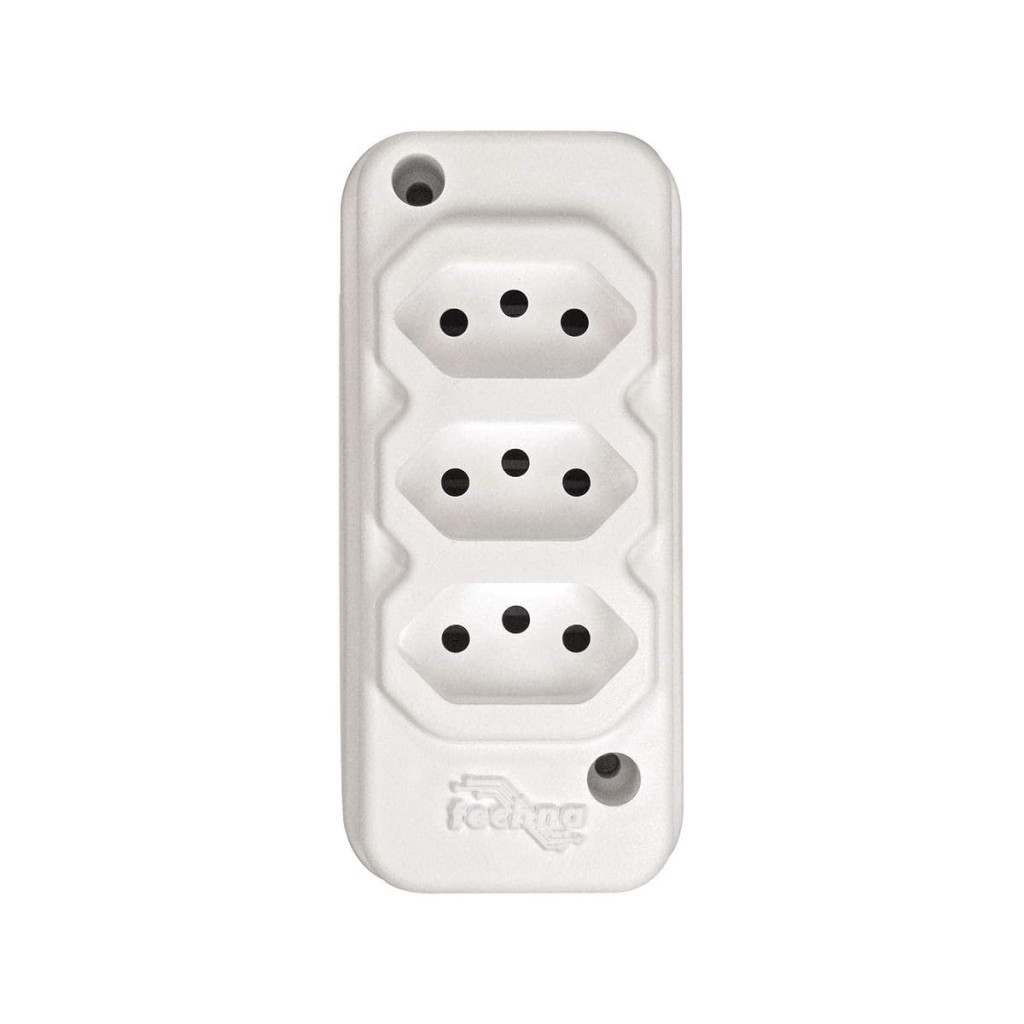 Tomada em Barra Techna T-306 Branco 3 Tomadas 2p+t 10a