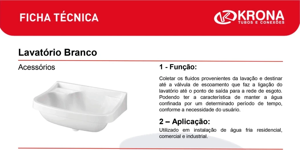 Lavatorio Plastico 36 X 26cm Branco Krona