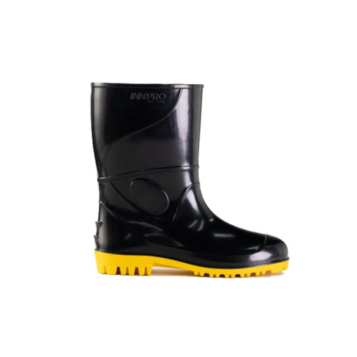 Bota Pvc Preta Sola Amarela Cano Alto N.40 Innpro