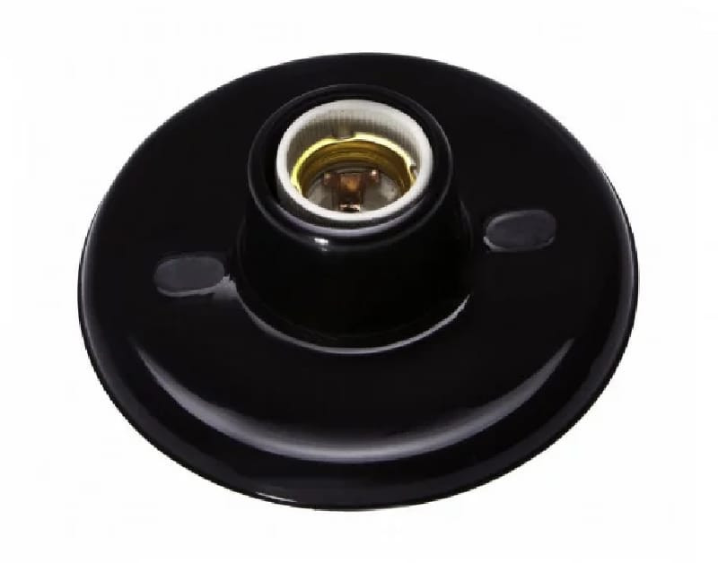 Plafon Plastico Preto C/porcelana 100w