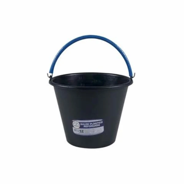 Balde Plastico Reforcado Preto 12l